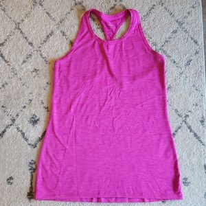Athleta high neck chi tank shadow stripe pink